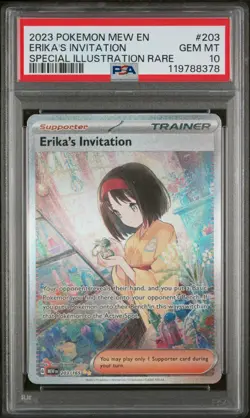 2023 POKEMON MEW EN-151 SPECIAL ILLUSTRATION RARE #203 ERIKA'S INVITATION PSA 10 - Image 1