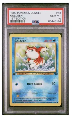 1999 POKEMON JUNGLE 1st EDITION #53 GOLDEEN PSA 10 - Image 1