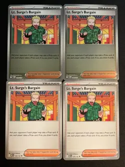 Pokemon TCG Playset - 4x Lt. Surge’s Bargain (120/132) - Mega Evolution - NM - Image 1