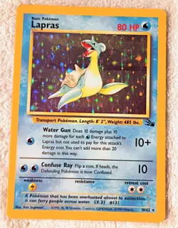 Pokemon Card - Lapras Fossil 10/62 Holo Rare 1995, 96, 98 - Image 1