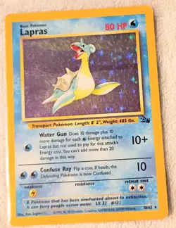 Pokemon Card - Lapras Fossil 10/62 Holo Rare 1995, 96, 98 - Image 3