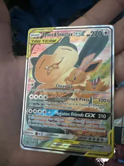 Pokemon Eevee & Snorlax GX SM169 SM Tag Team Black Star Promo Holo Card - Image 3