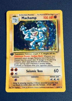 Machamp 8/102 1st Edition Holo Rare Base Set Pokemon Card LP / MP - Image 1