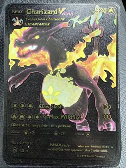 Charizard VMAX Gold/Black Foil Pokemon Card #43 Fan Art HP 330 - Image 1