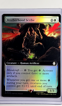 MTG Magic The Gathering PIP Fallout Extended Art Foil #365 Brotherhood Scribe - Image 1