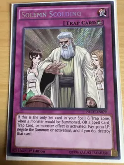 Yugioh Solemn Scolding NECH-EN079 1st ed Near Mint Secret Rare - Image 1