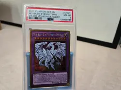 Yugioh PSA 8 NM-MT Neo Blue-Eyes Ultimate Dragon MVP1-ENG01 Gold Rare 1st Ed!! - Image 1