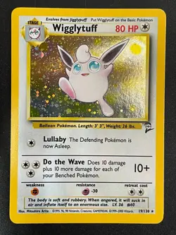 Wigglytuff 19/130 Holo Rare SWIRL WotC Card Pokemon Base Set 2 - Image 1