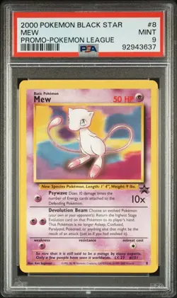 PSA 9 2000 Black Star League Promo Pokemon Card Mew 8 - MINT! - Image 1