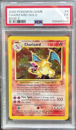 Pokemon TCG Charizard Base Set 2 Holo Unlimited Rare Card 4/130 PSA 5 - Image 1