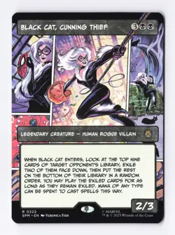 Black Cat, Cunning Thief (Borderless) 0222 (R) MTG Marvel's Spider-Man (SPM) - Image 1