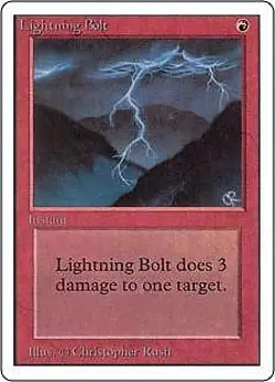 Magic the Gathering MtG Unlimited Common Lightning Bolt [Lightly Played] - Image 1