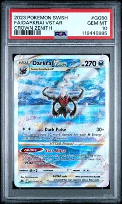 PSA 10 Darkrai Vstar GG50 Pokemon Sword Shield Crown Zenith Galarian Gallery - Image 1