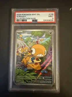 2025 POKEMON WHT EN-WHITE FLARE ILLUSTRATION RARE #138 SCRAGGY PSA 9 - Image 1
