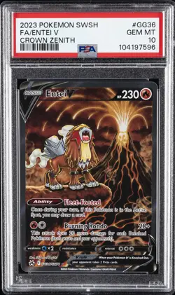 2023 POKEMON SWORD & SHIELD CROWN ZENITH #GG36 FULL ART/ENTEI V PSA 10 - Image 1