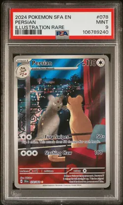2024 POKEMON SFA EN-SHROUDED FABLE ILLUSTRATION RARE #078 PERSIAN PSA 9 - Image 1