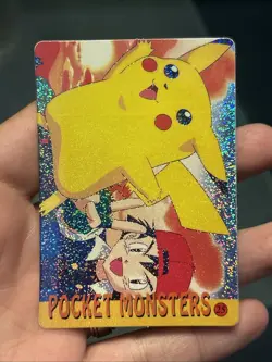 POKEMON POCKET MONSTERS VENDING PRISM STICKER 25 PIKACHU ASHE - Image 1