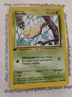 Pokemon Weedle Hornliu Base Set 69/102 Regular 1st Edition Common GERMAN MP - Image 1