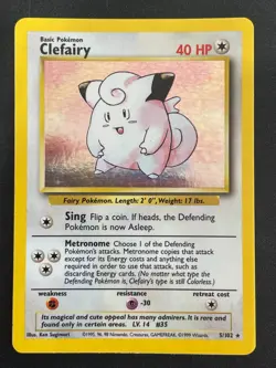 Clefairy 5/102 Holo Rare Unlimited WOTC Pokemon Base Set - Image 1