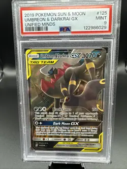 2019 Pokemon Sun and Moon Umbreon and Darkrai GX PSA 9 Unified Minds 125/236 - Image 2