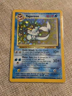 Pokemon TCG Vaporeon Holo Rare Card 12/64 Jungle Set, Vintage 1999 LP - Image 1