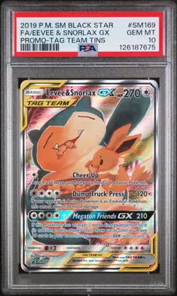 Pokemon Card Eevee & Snorlax GX SM169 Black Star Promo - PSA 10 GEM MINT - Image 1
