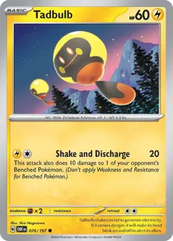 Tadbulb 076/197 | Obsidian Flames | Common Non Holo | NM Pokemon Card - Image 1
