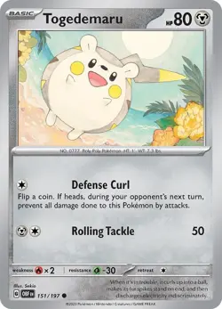 Togedemaru 151/197 | Obsidian Flames | Common Non Holo | NM Pokemon Card - Image 1