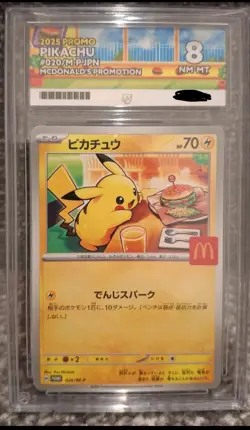 Pikachu 020/M-P McDonald's 2025 Japanese Pokemon Promo ACE 8 Graded Burgerchu - Image 1