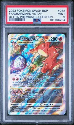 2022 POKEMON SWSH BLACK STAR PROMO #262 FULL ART/CHARIZARD VSTAR PSA 9 - Image 1