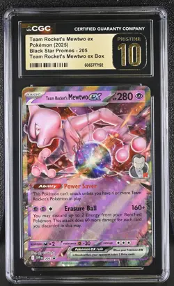 CGC Pristine 10 Team Rocket's Mewtwo ex 205 Black Star Promo Pokemon Card - Image 1