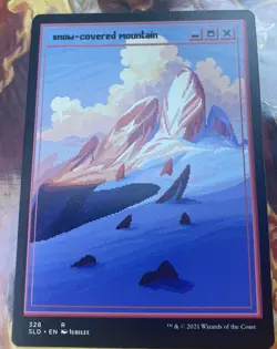 Snow-Covered Mountain Mtg Secret Lair Pixel Snow Lands Unplayed - Image 1