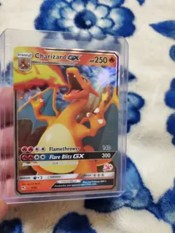 Heavy Played Pokemon TCG Card English Hidden Fates Charizard GX 9/68 Holo Rare - Image 5