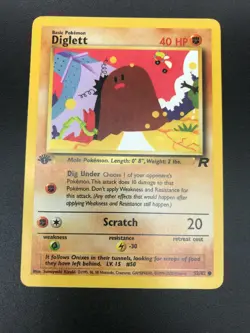 Diglett 1st Edition 52/82 Common Team Rocket Pokemon Vintage NM 2000 WOTC - Image 1