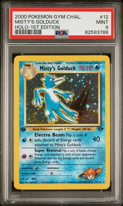 Pokemon 1st Edition Misty's Golduck 12/132 PSA 9 Mint Gym Challenge Holo Vintage - Image 1