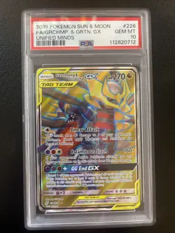 2019 Pokemon FA/Garchomp & Giratina Gx Sun and Moon 228 PSA 10 Gem Mint Tag Team - Image 1