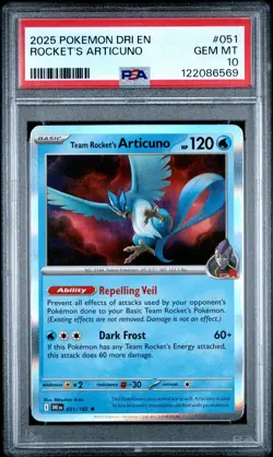 2025 POKEMON DRI EN-DESTINED RIVALS #051 TEAM ROCKET'S ARTICUNO PSA 10 - Image 1