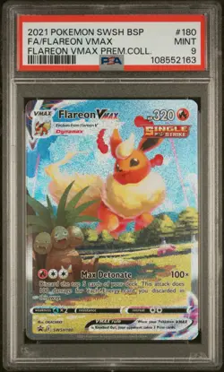 2021 POKEMON SWSH BLACK STAR PROMO #180 FULL ART/FLAREON VMAX PSA 9 - Image 1