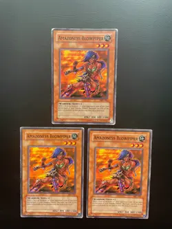 Yugioh Amazoness Blowpiper MFC-062 Common Unlimited Edition Damaged X3 - Image 1