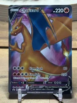 Pokemon Card Charizard V SWSH050 Black Star Promo Full Art Holo Rare LP - Image 1