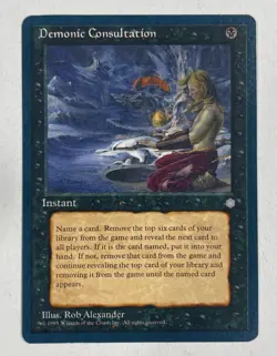 Demonic Consultation Ice Age Near Mint NM Blue Border Misprint Color MTG - Image 1