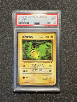 1998 Pokemon Japanese PIKACHU #25 Vending Series 1 GRADED MINT - PSA 9 - Image 1