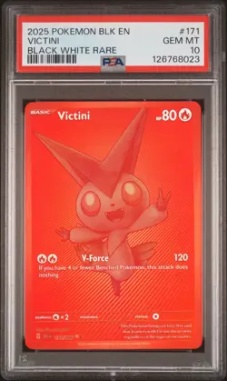 2025 POKEMON BLK EN-BLACK BOLT BLACK WHITE RARE #171 VICTINI PSA 10 - Image 1