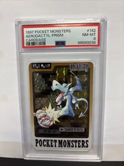 1997 POCKET MONSTERS CARDDASS #142 AERODACTYL-PRISM PSA 8 - Image 1