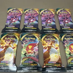 X8 Pokemon Sword And Shield Darkness Ablaze - Sleeved Booster Packs New Sealed - Image 1