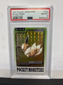 1997 Pokemon Carddass Eevee Prism #133 Pocket Monsters PSA 8 - Image 1