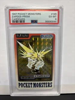 1997 POCKET MONSTERS ZAPDOS PRISM CARDDASS PSA 6 - Image 1