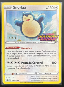 Pokemon Vivid Voltage Snorlax Prerelease STAFF Promo Holo #SWSH068 - Portuguese - Image 1