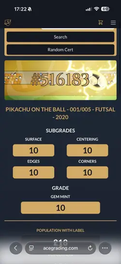 Pikachu On the Ball 001/005 Futsal UK Promo Ace 10 Pokemon Card ⭐PERFECT SUB⭐ - Image 3