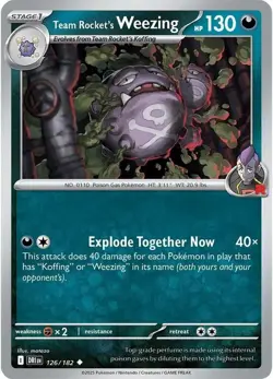 Team Rocket's Weezing - 126/182 - Uncommon - Reverse Holo NM, English Pokemon De - Image 1